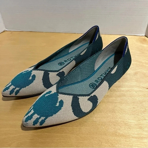 Rothy’s Size 9.5 Womens The Point Green Moroccan Flats Pointed Toe - Picture 1 of 9